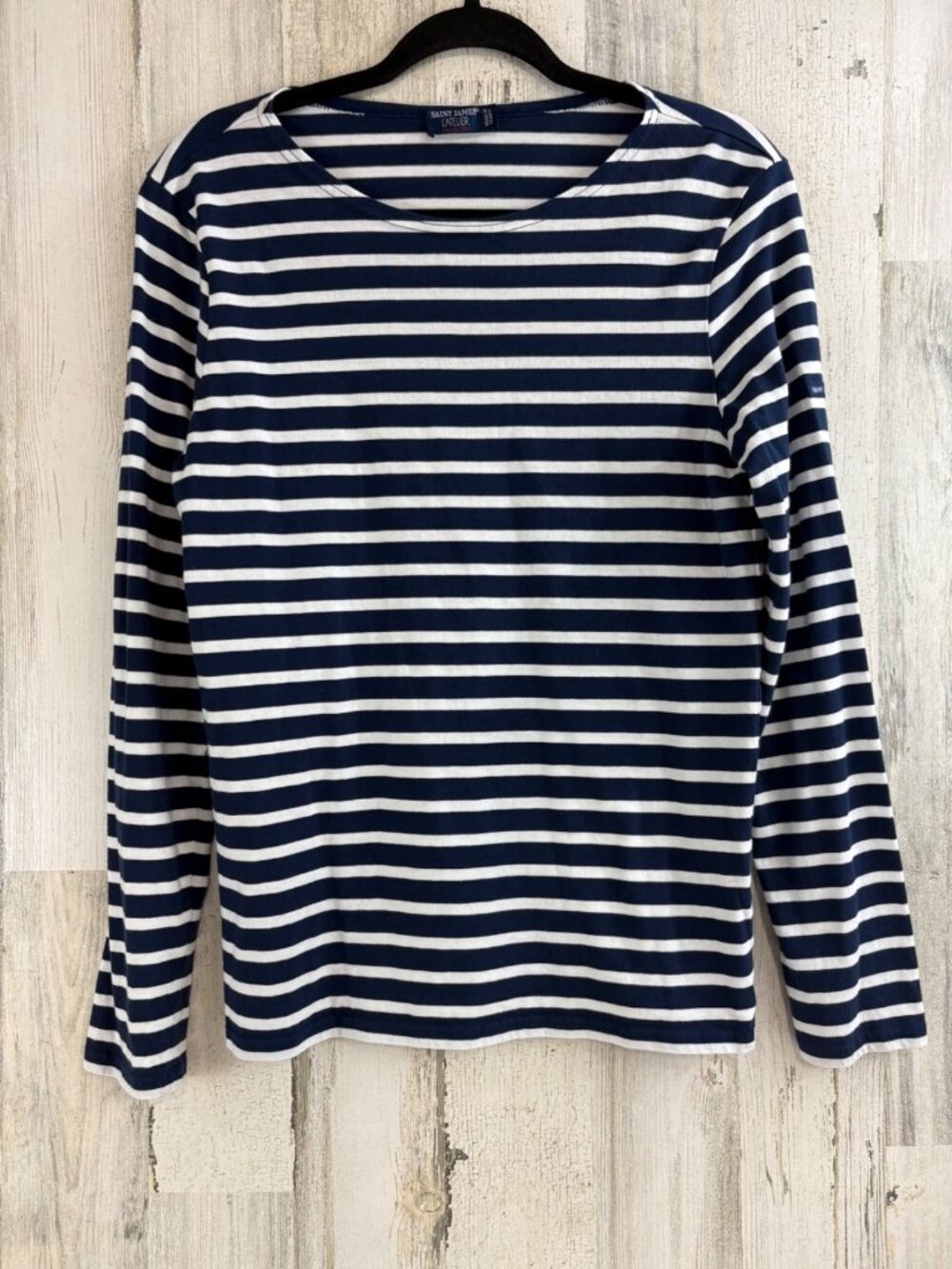 Saint James L’atelier White Striped Blue Long Sleeve T Shirt Sz M